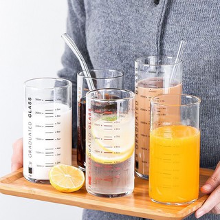 Ly thủy tinh chia vạch, giúp pha sữa cho con dễ dàng 300ml và 400ml Hàng dày đẹp