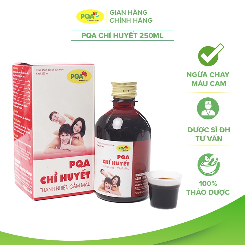 Chỉ Huyết PQA Thành Phần Từ Thiên Nhiên Hỗ Trợ Thanh Nhiệt, Cầm Máu Và Hạn Chế Xuất Huyết Hộp 250ml