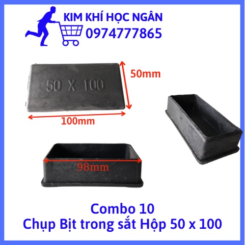 Combo 10 Chụp bịt  cao su trong sắt hộp 50x100 Kimkhihocngan