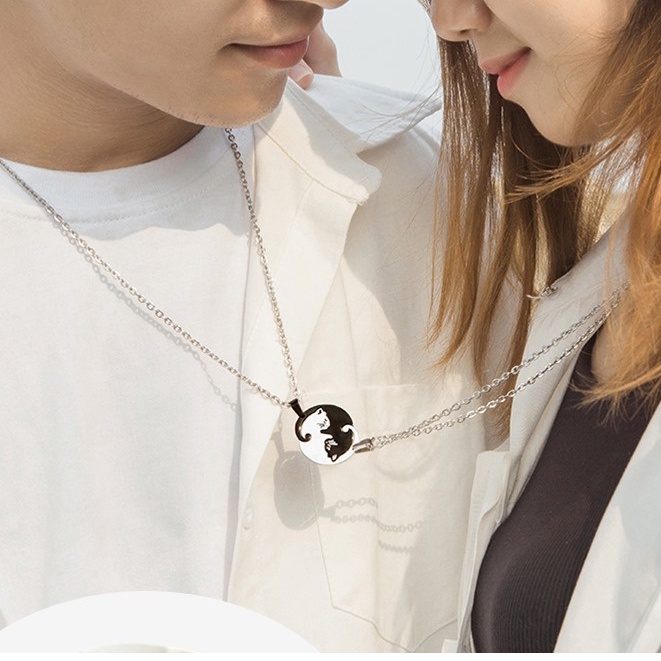Dây Chuyền Cặp Đôi Mèo Âm Dương Loki Accessories - Mặt Vòng Cổ Đôi Thép Titan Không Gỉ - Mèo Âm Dương