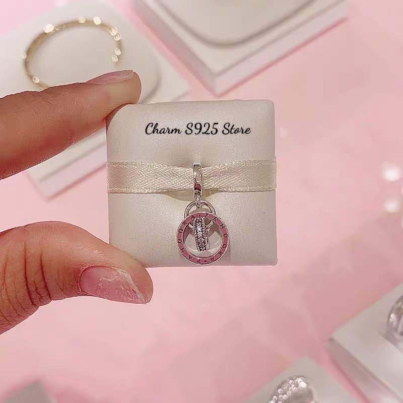 charm pan treo hoạ tiết logo đính đá bạc s925 cao cấp