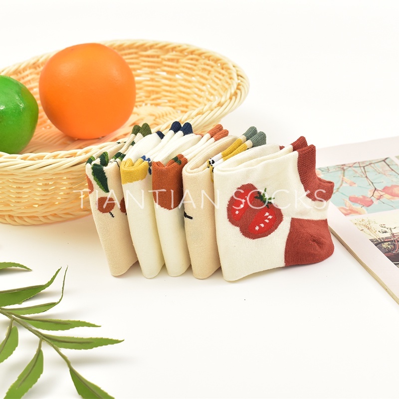 Vớ nữ cổ thấp Tất  cổ ngắn họa tiết trái cây hoạt hình phong cách hàn quốc xinh xắn dành cho bé gái