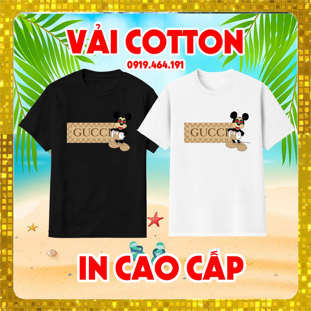 Áo thun gucci mickey in cao cấp, vải cotton mịn mát, áo thun unisex hàn quốc