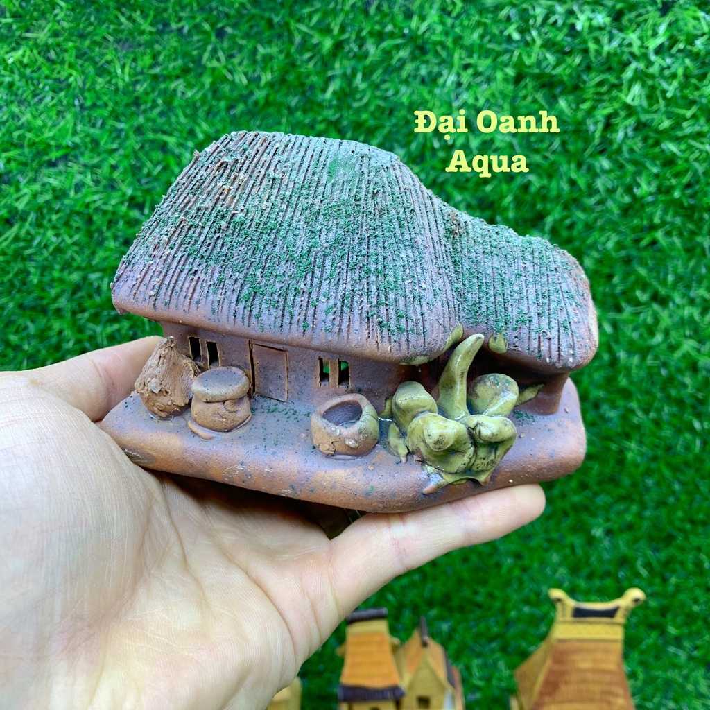 Mô hình nhà trang trí tiểu cảnh, bể cá, chậu cây, hòn non bộ, sân vườn