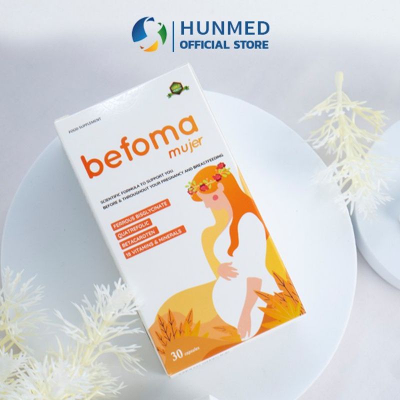 🆘 Befoma Hộp 30V Bổ sung Sắt hữu cơ , Axit folic thế hệ 4, vitamin Khoáng chất