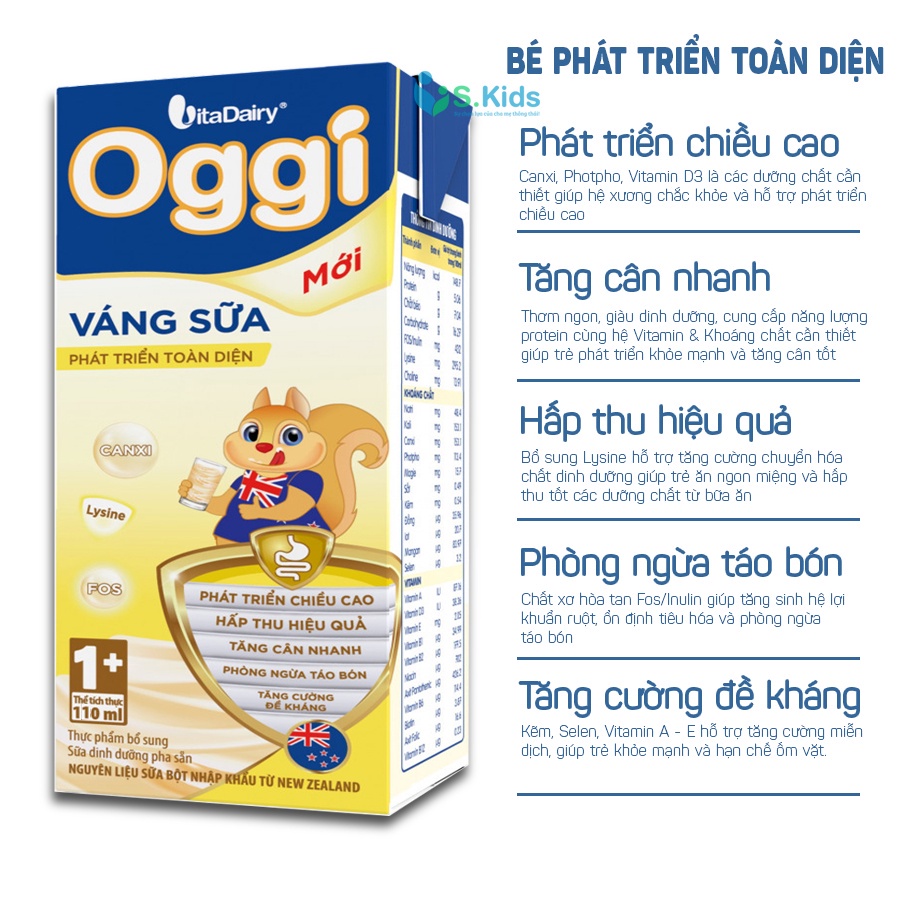 [HSD T5-2024] [Có Thẻ Cào] Thùng 48 Hộp SBPS Oggi 110ml Biếng Ăn Hương Váng Sữa.