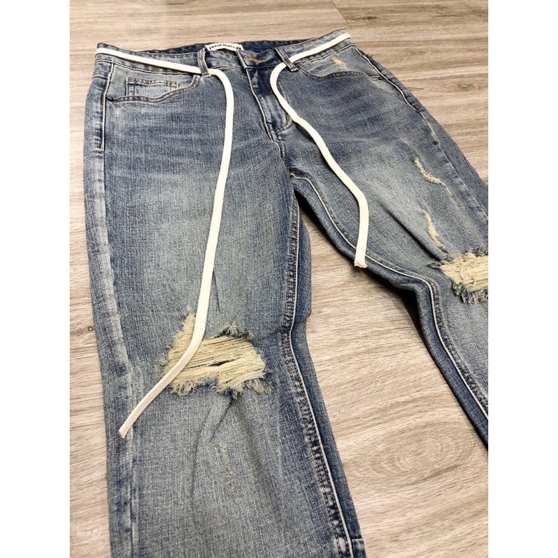 Quần Jeans Zipper Rách Gối Nam Màu Wash Đẹp,Form Skinny, Cam Kết Không Phai Màu, Chất Cotton Cao Cấp, Co Giãn Tốt