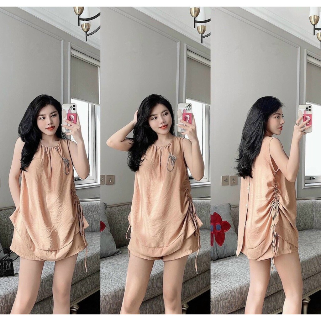 Set Bộ Áo RúT Dây Hai Bên Form Rộng Và Quần Ngắn Thời Trang Nữ Rose Fashion
