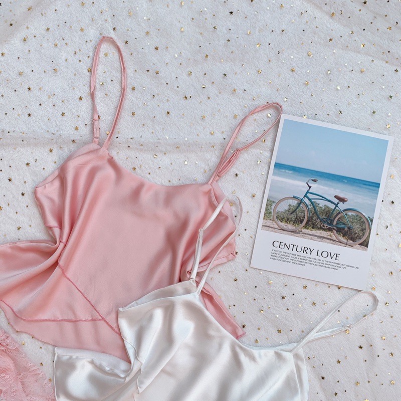 Đồ ngủ sexy nữ 💋Freeship 💋Đồ ngủ sexy nữ áo hai dây quần đùi lụa satin Freesize dưới 60kg | BigBuy360 - bigbuy360.vn
