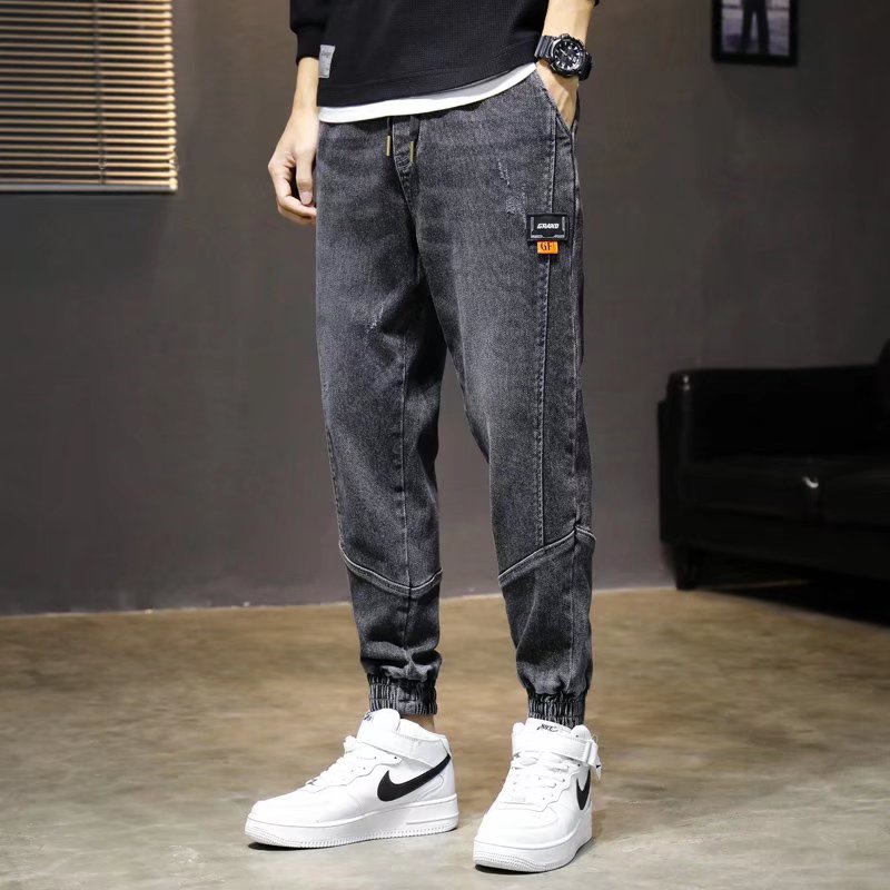 Quần jean ống rộng màu trơn phong cách hiphop năng động đường phố Hàn Quốc cho nam size S-5XL