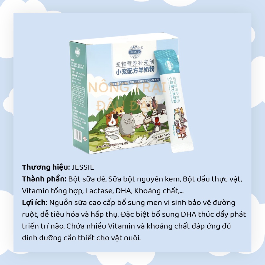 Bột Sữa Dê Cho Thỏ, Bọ Ú, Chinchilla, Hamster, Sóc Hiệu Jessie