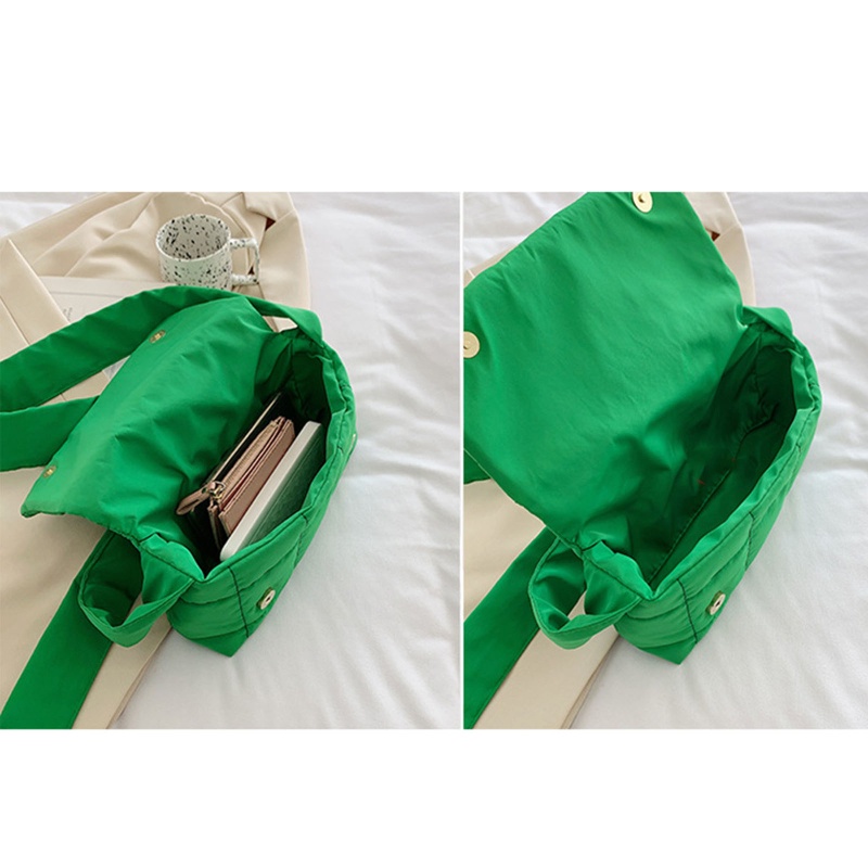 Seng Túi Xách Đeo Vai Bằng Nylon Cotton Sức Chứa Lớn Màu Trơn Có Đệm Bông Kẻ Sọc Caro Hợp Thời Trang Cho Nữ