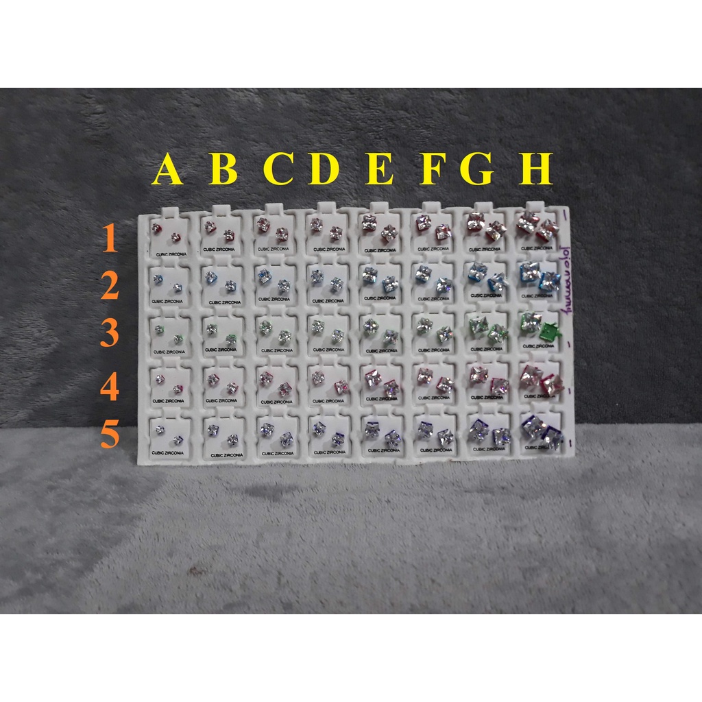 Bông tai đính đá hình vuông siêu sáng có nhiều màu lựa chọn