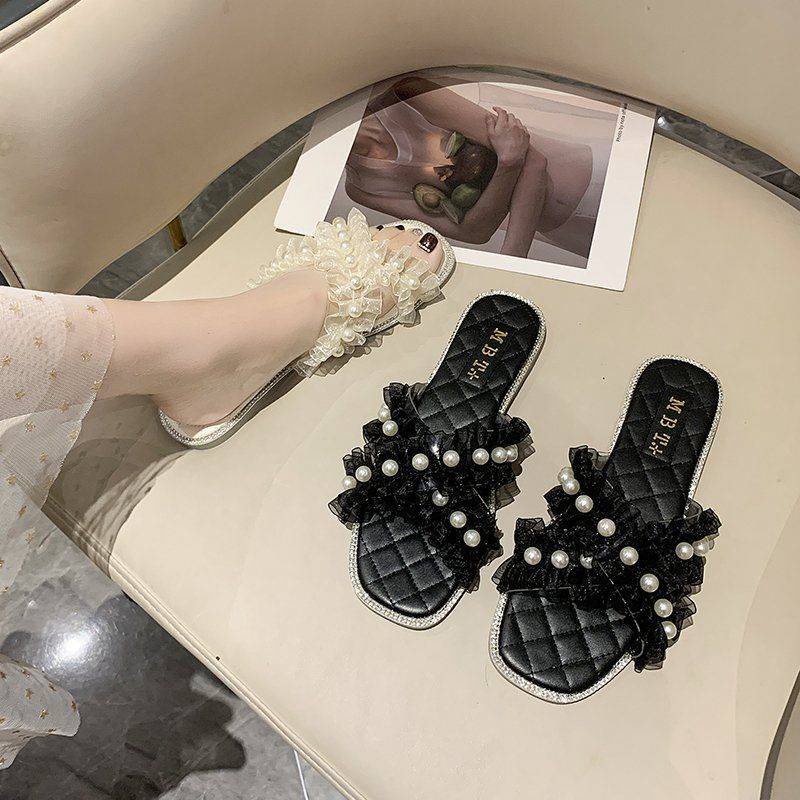 Dép Sandal Đế Mềm Quai Chéo Phối Ren Phong Cách Mới