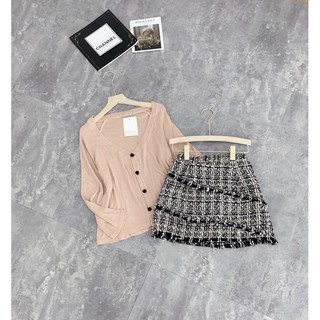 set áo len chân váy dạ