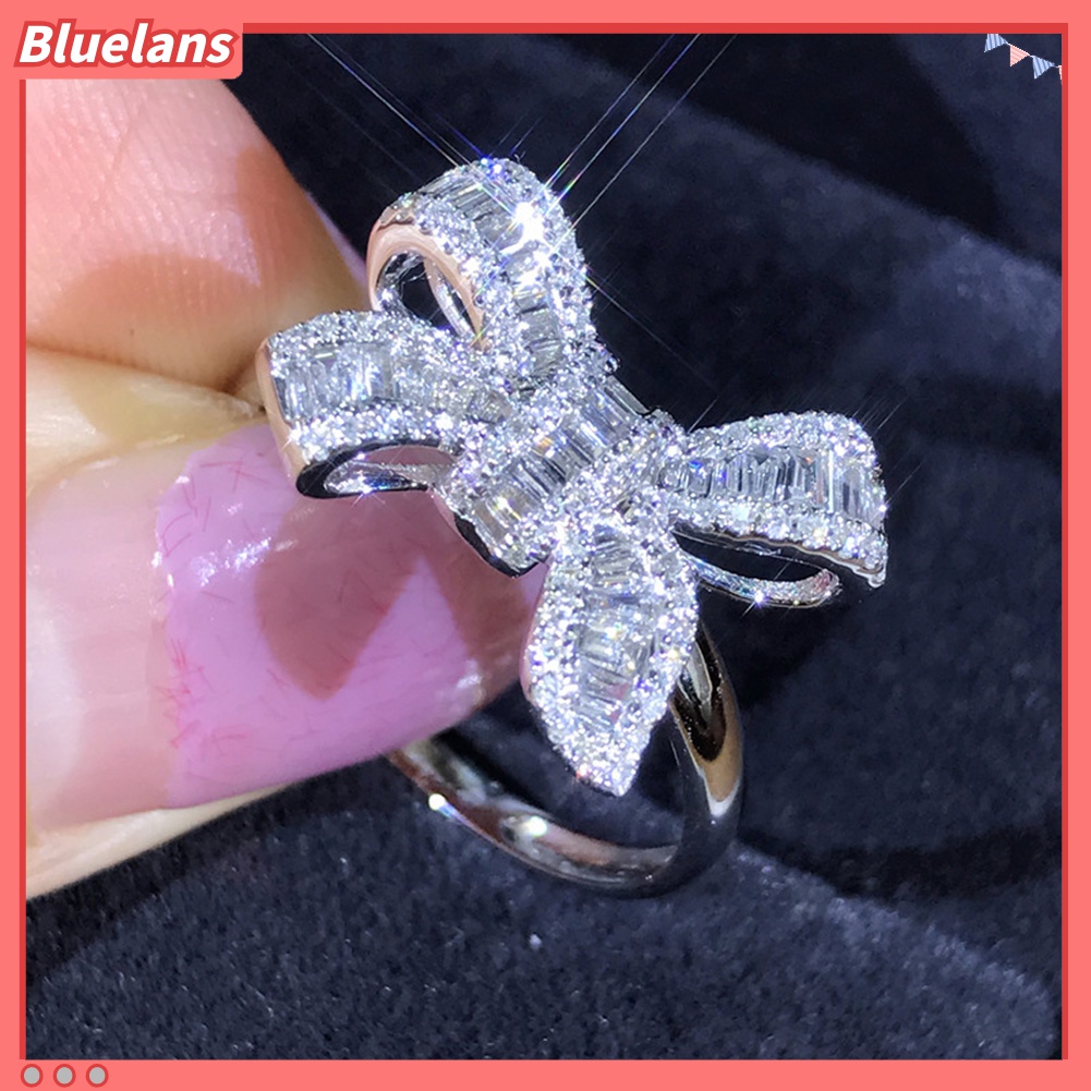 Nhẫn Hợp Kim Hình Nơ Đính Đá Sang Trọng Cho Nữ