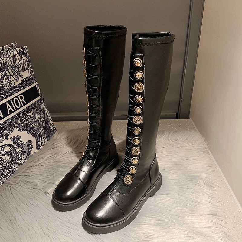 Giày Bốt Martin Cổ Cao Cột Dây Thời Trang Cá Tính Cho Nữ