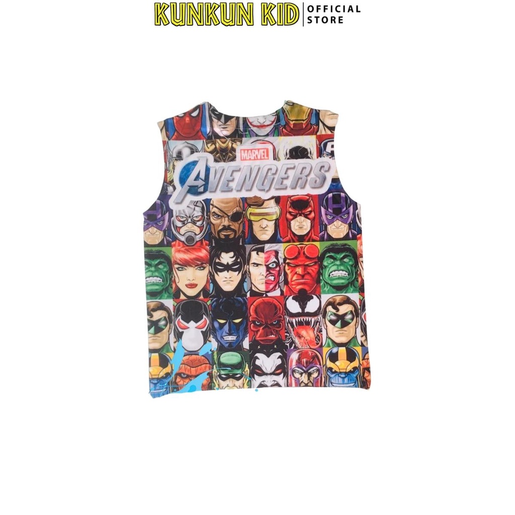 Quần áo bé trai thun lạnh in 3D hình biệt đội siêu anh hùng avengers KUNKUN KID BL127