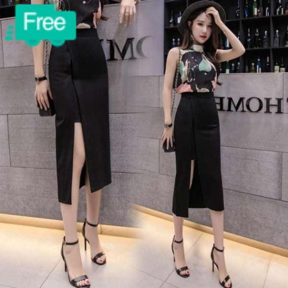 mua từ hai sp có quà nhé chân váy ôm body xẻ trước đáp tà 70cm