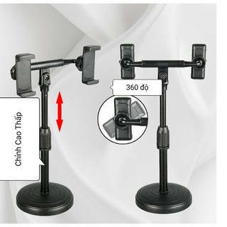 Giá Đỡ Kẹp 2 Điện Thoại Chân Để Bàn Hỗ Trợ Học Online, Livestream ,Xem Phim, Nghe Nhạc tiktok, full hộp