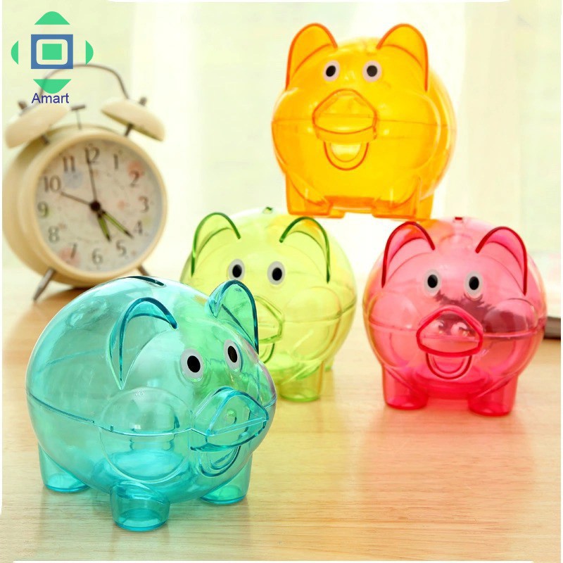 Hộp tiết kiệm tiền xu bằng nhựa trong suốt hình heo Peppa