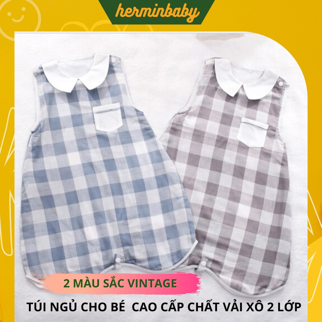 (Size 3M-4Y) Túi ngủ cho bé CHẤT XÔ CAO CẤP 2 LỚP mềm thoáng phong cách Hàn quốc vintage dễ thương