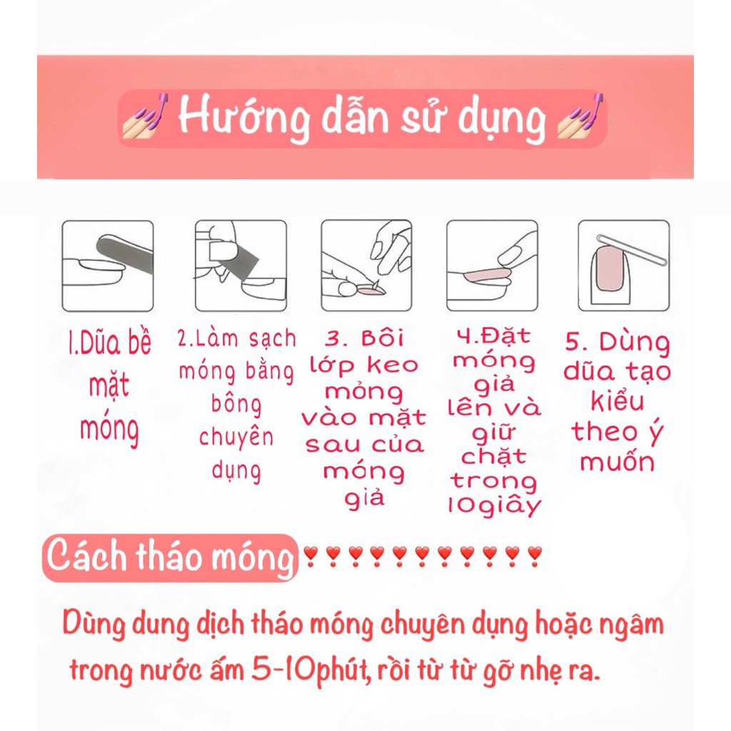 Móng tay giả nail box trang trí nghệ thuật set 10 móng tay thiết kế chuẩn fom