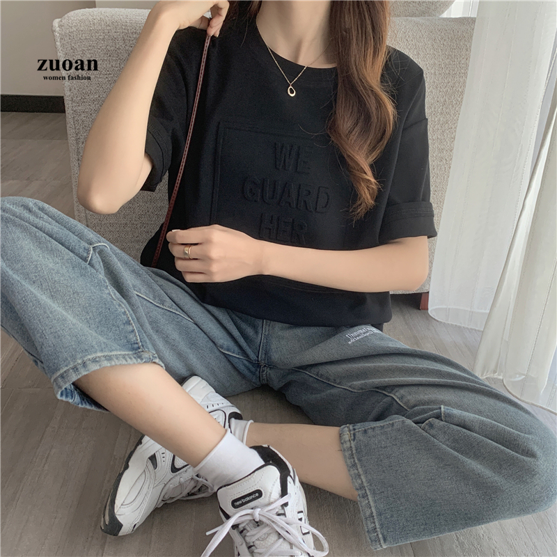 Áo thun SUXI ngắn tay in chữ thời trang cho nữ