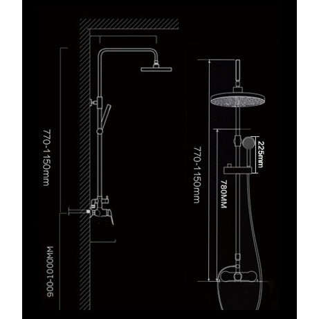 Sen cây tròn tắm đứng nóng lạnh inox 304 RA 8007 hàng cao cấp lõi chia lớn chảy nước mạnh .