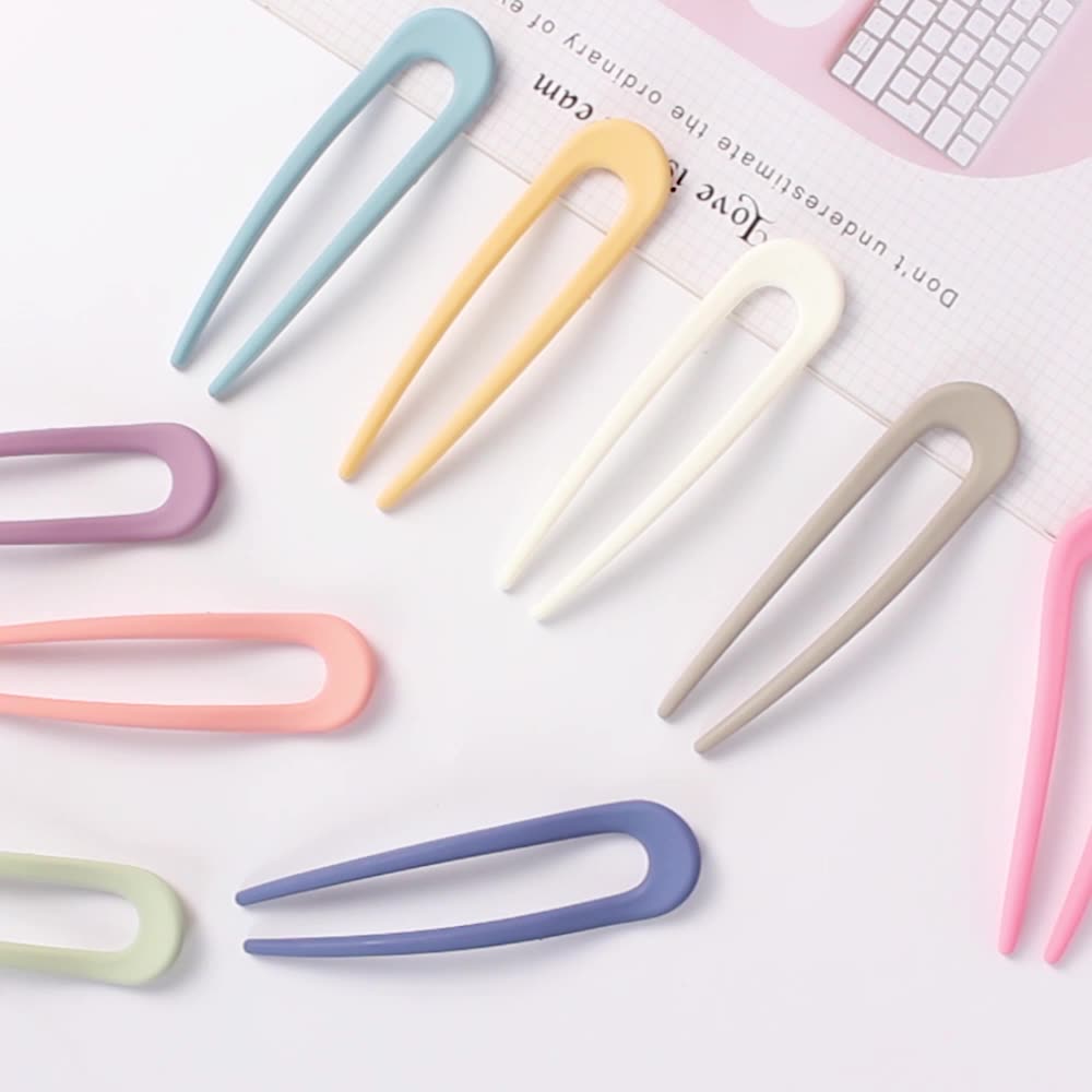 Trâm cài tóc hình chữ U màu kẹo ngọt phong cách nữ tính Hàn Quốc