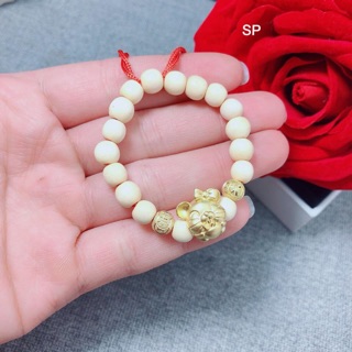 Vòng dâu tằm mix charm chuột bạc ta xi vàng cho bé