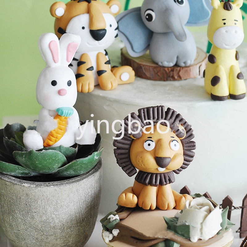 Phụ Kiện Trang Trí Bánh Kem Hình Động Vật Dễ Thương Cho Bé