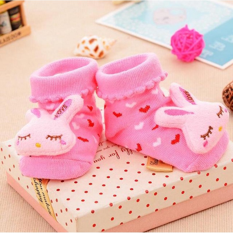 Vớ Cotton Cao Su Mềm Mại Thoáng Khí Chống Trượt In Hình Búp Bê Dễ Thương Cho Bé Sơ Sinh