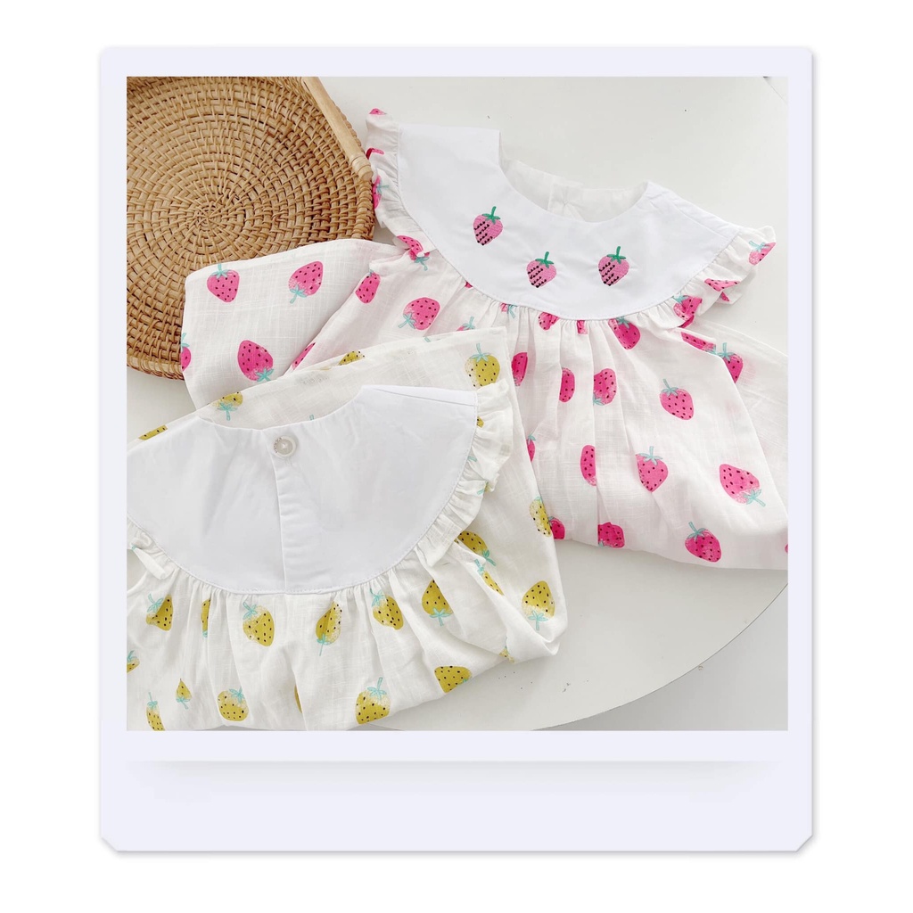 Váy dâu tây cộc tay