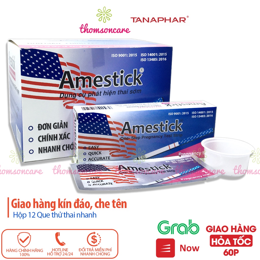 Hộp 12 que thử thai Amestick - Nhanh, chính xác - giao hàng kín đáo