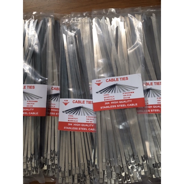 Túi 100 sợi dây rút inox 304 chịu lực, chịu nhiệt size 25cm