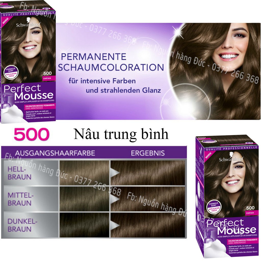 Thuốc nhuộm tóc Perfect mousse [chuẩn Đức] Perfectmousse không hôi- ít hóa chất, an toàn nhất,dạng bọt