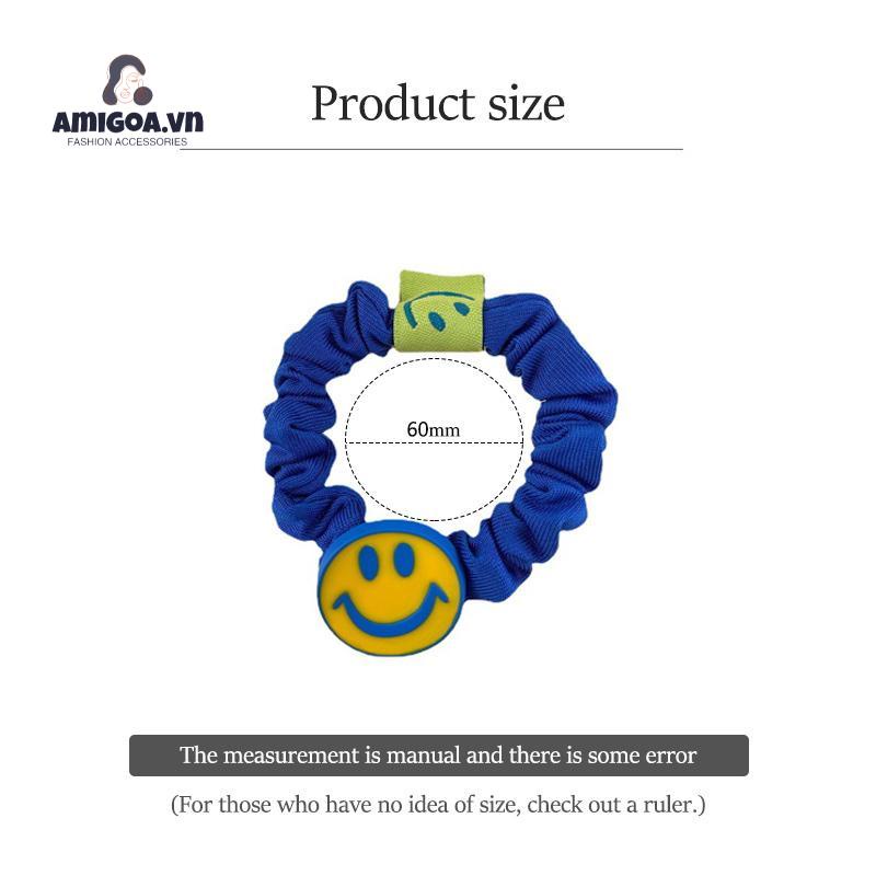 ✨✨Dây Buộc Tóc Cao Su Co Giãn Hình Hoa Mặt Cười Màu Xanh Klein Cho Nữ