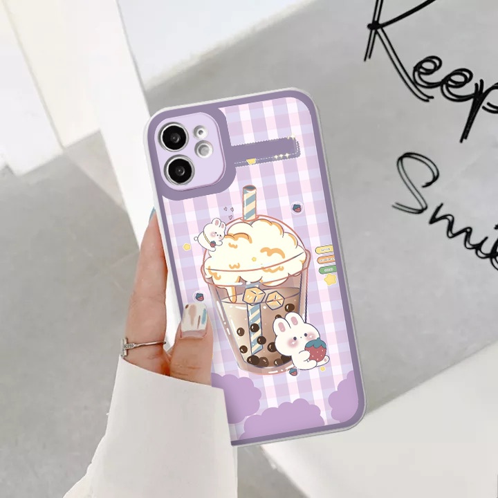 Ốp Lưng Màu Bảo Vệ CAMERA vuông TRÀ SỮA  ốp iphone 12 pro /x/ 8plus/11 pro/11/12 pro max/13/promax tr1102
