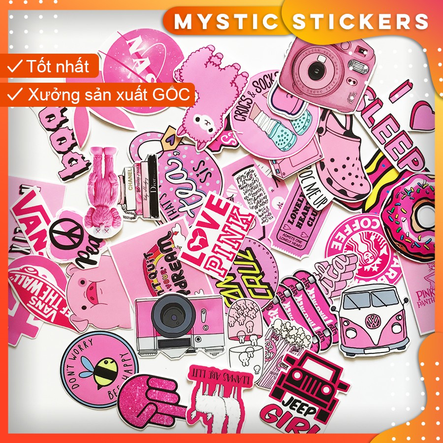 [HỒNG PINK] 39 Sticker chống nước/ trang trí,dán xe laptop mũ bảo hiểm vali...