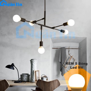 Đèn trần 5 bóng trang trí phòng khách phòng ngủ bàn ăn THCN93 Ngân Tin