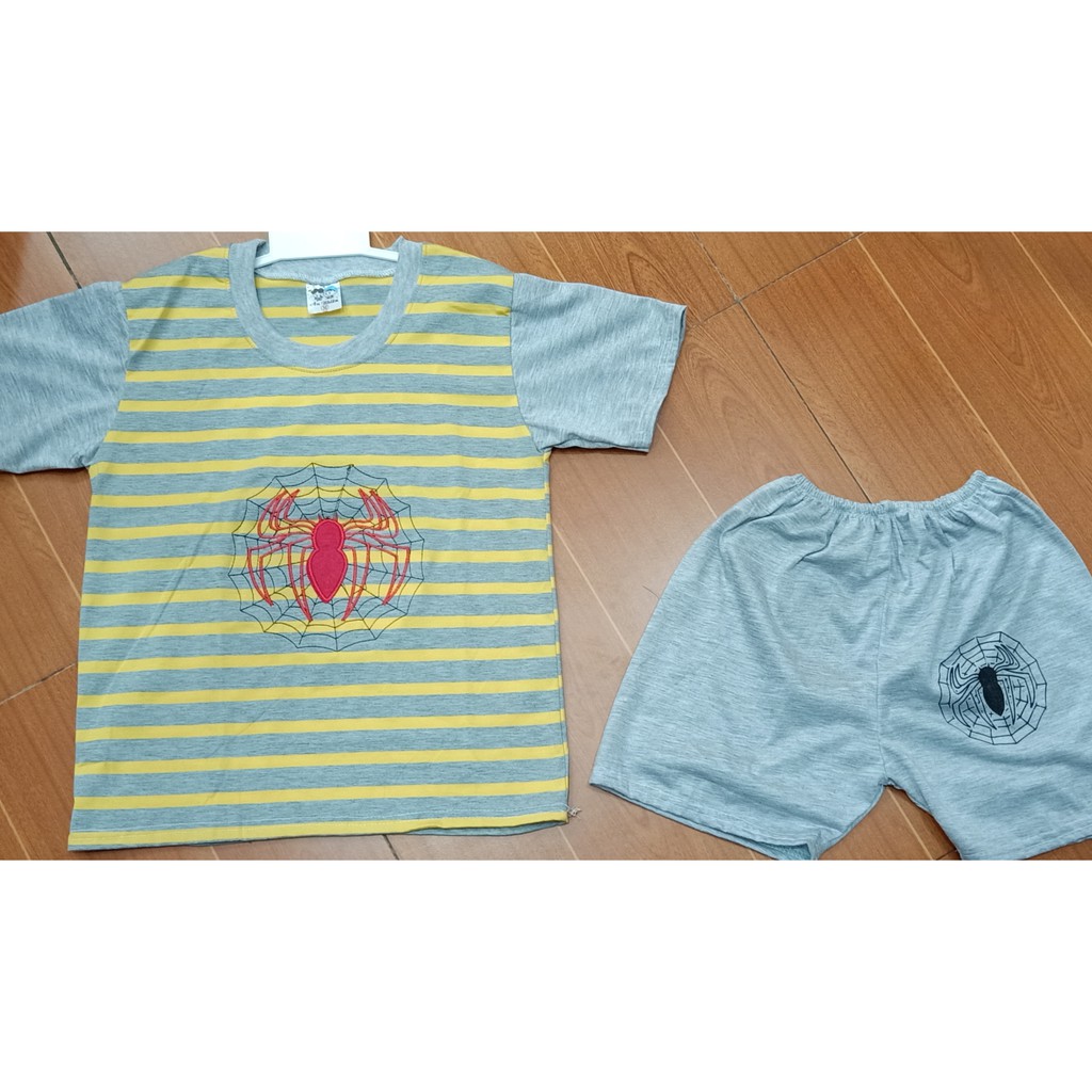 Bộ thun cotton đùi ngắn tay bé trai hình nhện haivanco quần áo trẻ em mềm mại và thoáng mát đi học đi chơi đều đẹp