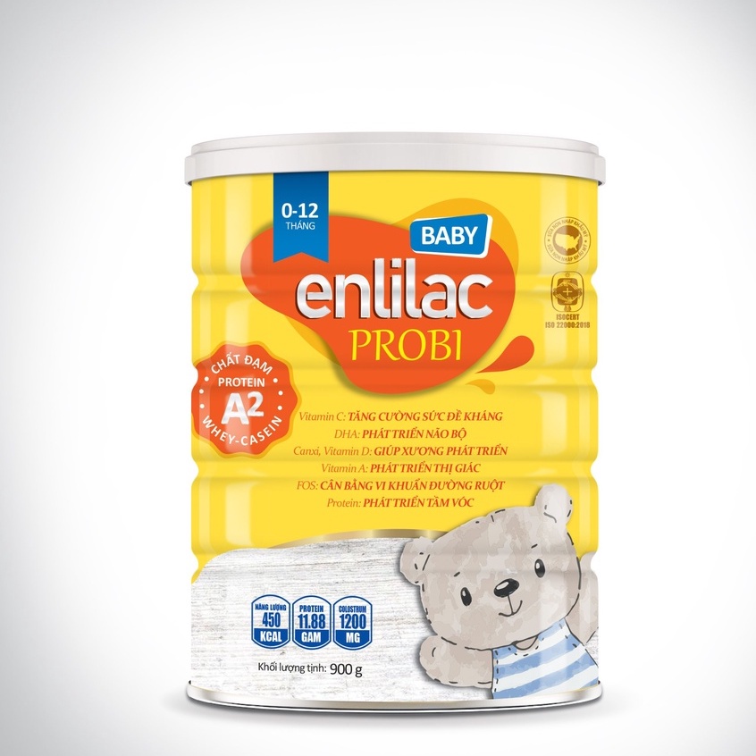 Sữa Enlilac Probi Baby  Hộp 900g Protein A2 - Sữa đạm A2 cho bé biếng ăn, nhẹ cân và phát triển chiều cao