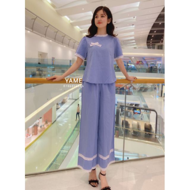 <HOT> 😍😍😍Set Đồ Bộ Mặc Nhà Phối Ren - Vải Lụa Tuyết Cao Cấp - Vải Dày Dặn - 8 Màu - Form Quần Ống Rộng Sang Chảnh | BigBuy360 - bigbuy360.vn