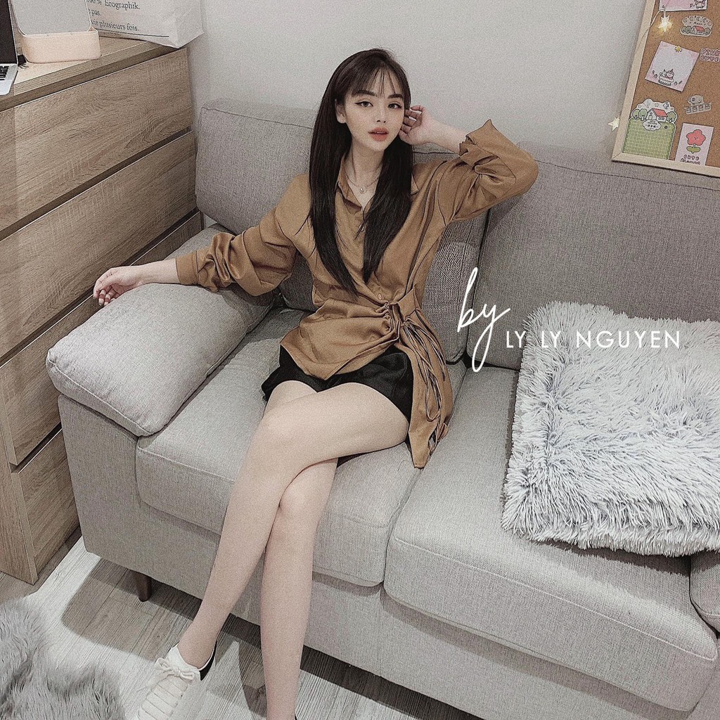 Áo Sơ Mi Lệch Eo Nâu Tây Cực Hót LD028