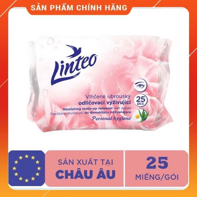 [ Chính hãng EU] Khăn Ướt Tẩy Trang Tiện Lợi Linteo Gói 25 Miếng - Tẩy Trang Da Mặt, Lớp Trang Điểm, Mascara, Mắt, Môi