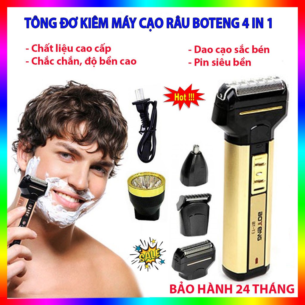 Máy Cạo Râu, Cắt Tóc,Tỉa Lông Mũi, Làm Đèn Pin Đa Năng 4 trong 1 Boteng BT-T3, an toàn khi sử dụng