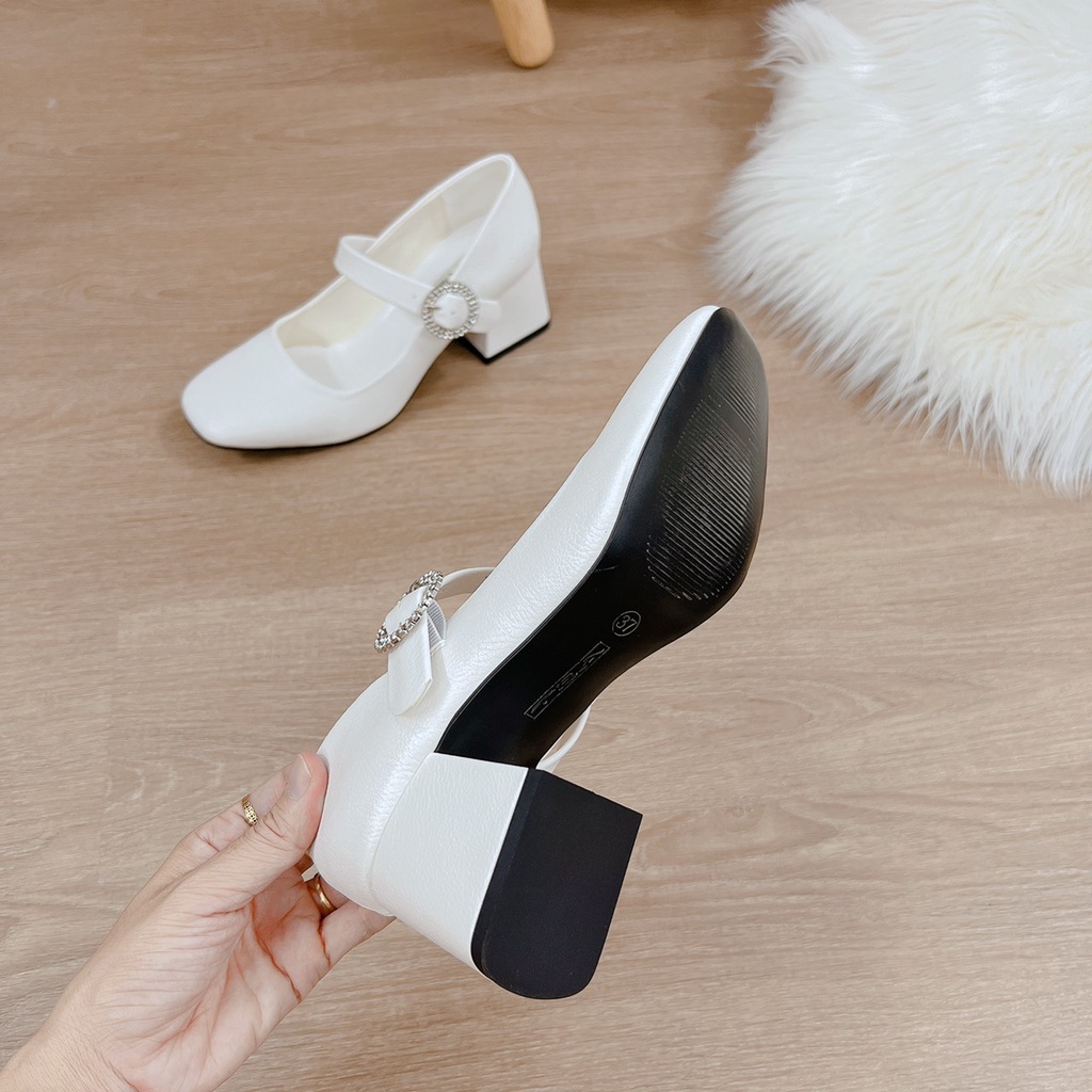 Giày Cao Gót Dây Hậu Khóa Cạnh Tròn CLA79