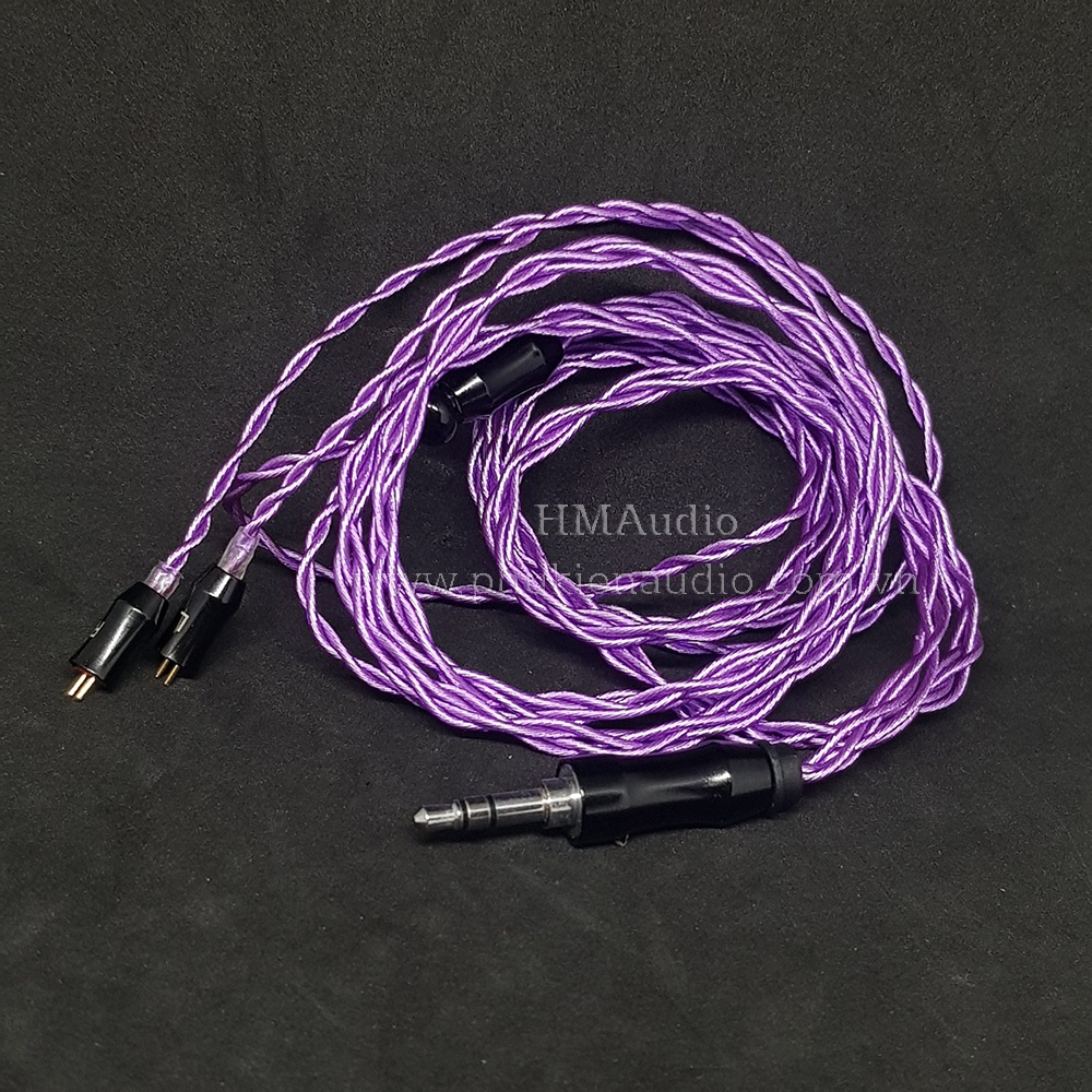Dây tai nghe đồng mạ bạc OFC 1.2mm tết 4 - Connector 2pin 0.78mm - BLON BL03 màu tím