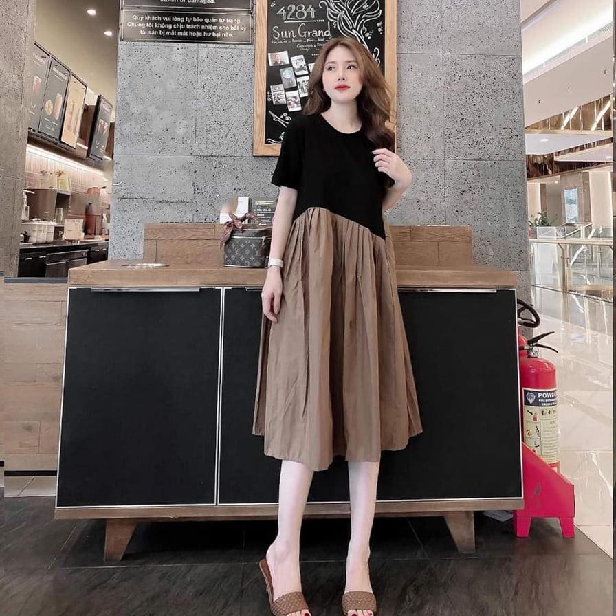 Đầm bầu cao cấp ❤️ Váy bầu bigsize thời trang công sở trẻ trung thiết kế chất cotton freesize từ 45 đến 70kg